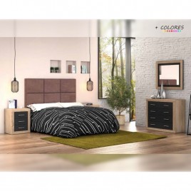 Dormitorio modelo lara 49 cabezal sophie chocolate, cambria grafito