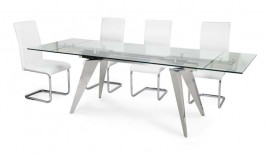 Mesa de comedor modelo amor omnia vincit cromada cristal templado 12 mm extensible