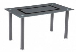 Mesa De Comedor Fija Axiss Cristal Y Negro